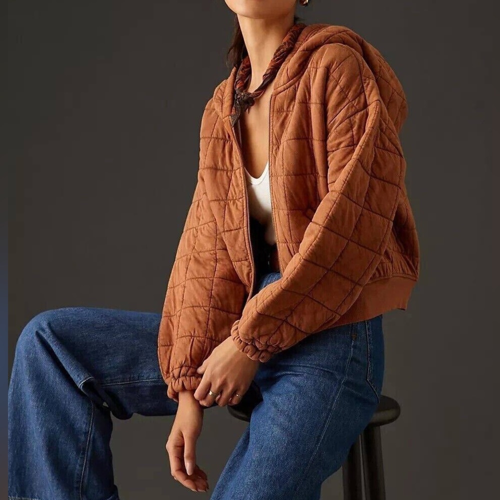 Anthropologie Pilcro and The Letterpress Cropped Quilted Hoodie